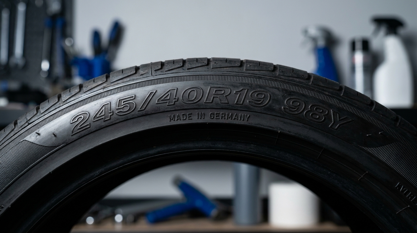 Close up full frame photo of a car tire sidewall showing size code 70 with precise lighting and graphite and cobalt accents what does 70 mean on a tire