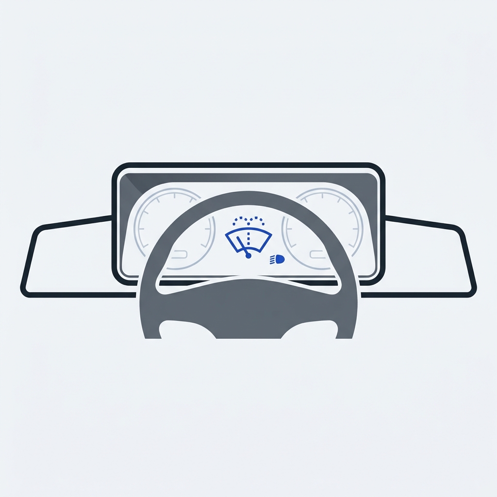 Vector instrument cluster showing a low washer fluid icon on a neutral dashboard, centered minimalist composition how do i know if my windshield washer fluid is low